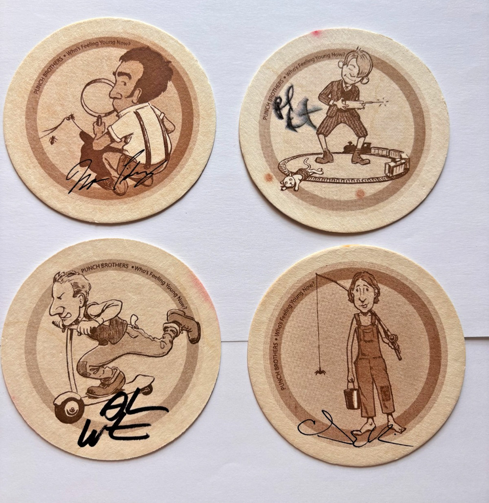 Punch Brothers Signed Coaster Set Matthew Diffee Feeling Young Now 4pc
